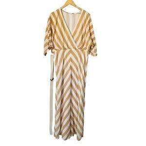 Zapelle Striped Dolman Sleeves Belted Maxi Dress Size XL